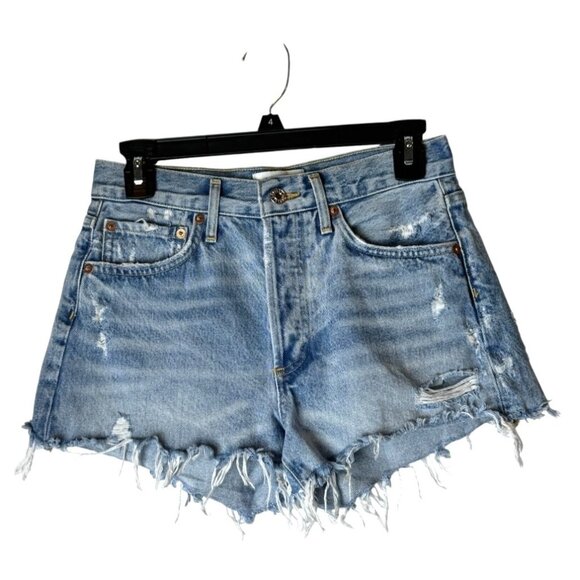 Agolde Shorts Women 24 Blue Denim Distressed Vintage Cut Off Parker Jean Luxury - Picture 2 of 8